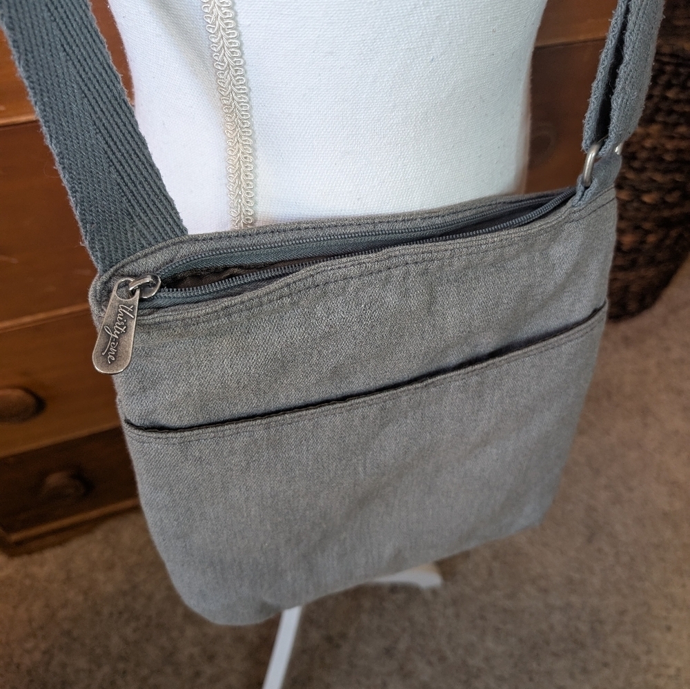 Thirty-One Organizing Crossbody Messenger Bag Purse Heathered Gray - Picture 6 of 10